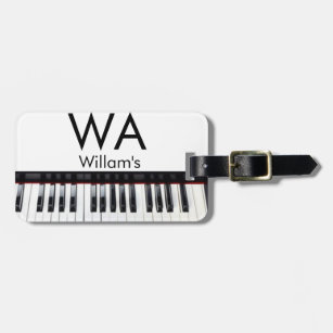 Monogram add initial letter name text piano music  luggage tag