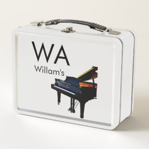 Monogram add initial letter name text piano music  metal lunch box