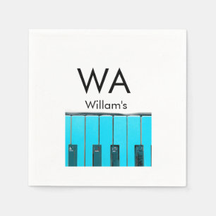 Monogram add initial letter name text piano music napkin