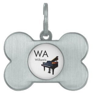 Monogram add initial letter name text piano music pet ID tag