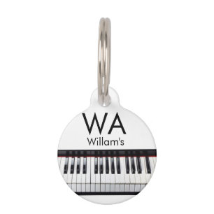 Monogram add initial letter name text piano music pet tag