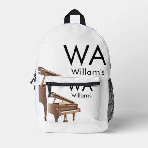 Monogram add initial letter name text piano music  printed backpack
