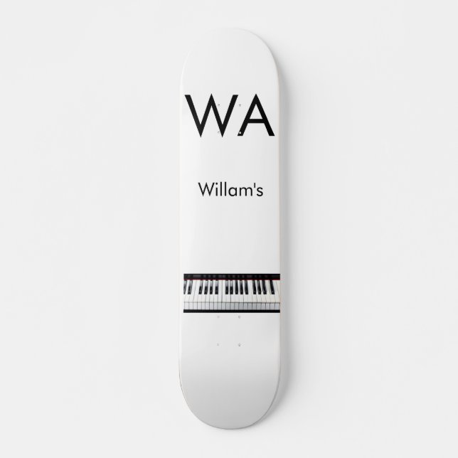 Monogram add initial letter name text piano music  skateboard (Front)