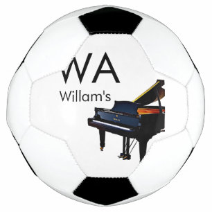 Monogram add initial letter name text piano music soccer ball