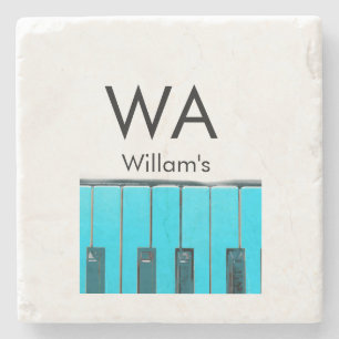 Monogram add initial letter name text piano music stone coaster