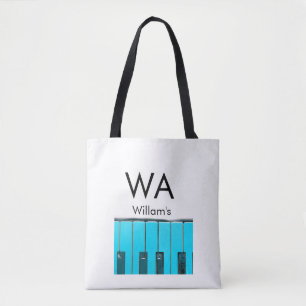 Monogram add initial letter name text piano music tote bag