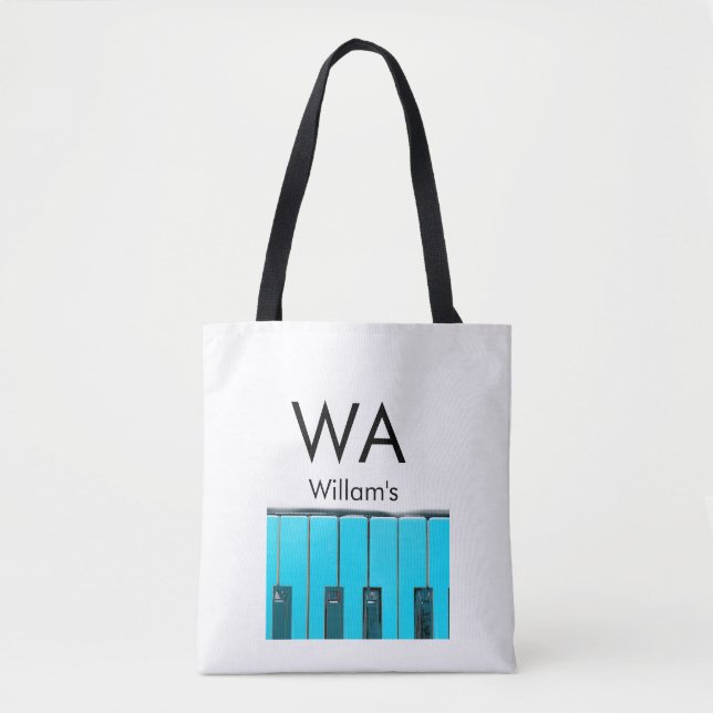 Monogram add initial letter name text piano music  tote bag (Front)