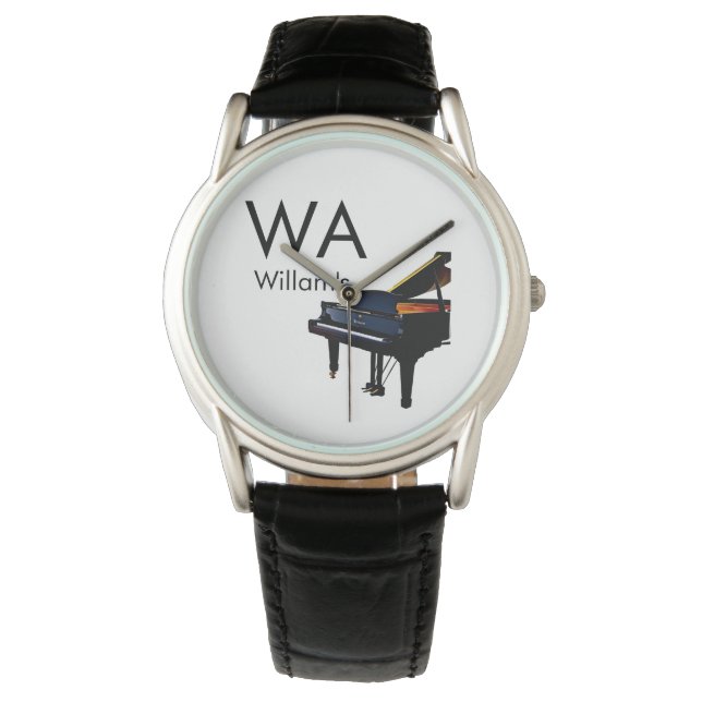 Monogram add initial letter name text piano music  watch (Front)
