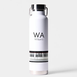 Monogram add initial letter name text piano music water bottle
