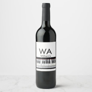 Monogram add initial letter name text piano music wine label