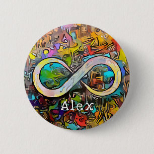 Monogram   Add Name   Infinity Symbol 6 Cm Round Badge