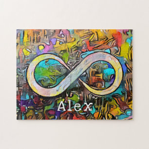 Monogram Add Name Infinity Symbol Jigsaw Puzzle