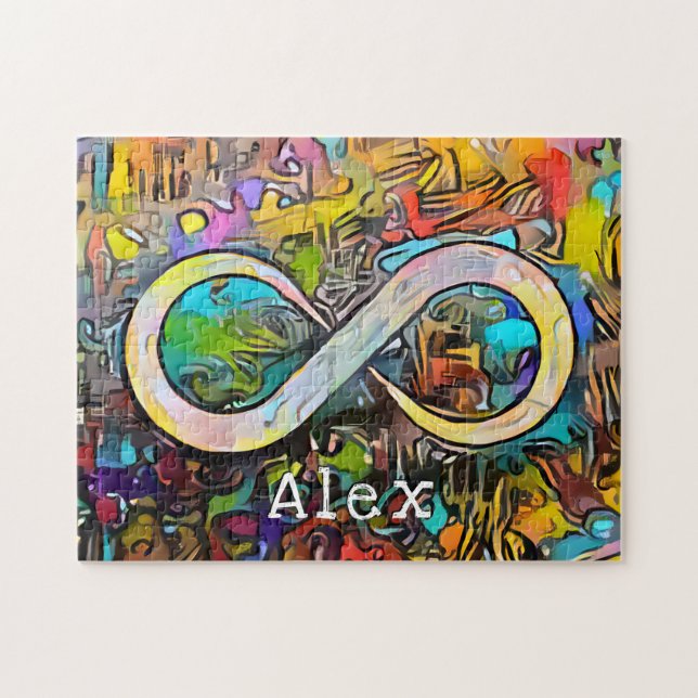 Monogram | Add Name | Infinity Symbol Jigsaw Puzzle (Horizontal)