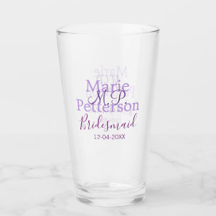 Monogram add name letter bridesmaid wedding maids  glass