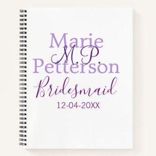 Monogram add name letter bridesmaid wedding maids notebook
