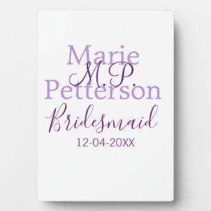 Monogram add name letter bridesmaid wedding maids plaque