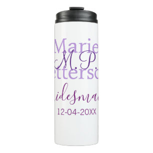 Monogram add name letter bridesmaid wedding maids  thermal tumbler