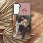 Monogram Add Your Own Photo Blush Colour Block  Samsung Galaxy Case<br><div class="desc">Keep your memories where you can see them with this blush pink colour block design and the ability to add your own photo and monogram initials that are easily customised with your personal details.</div>
