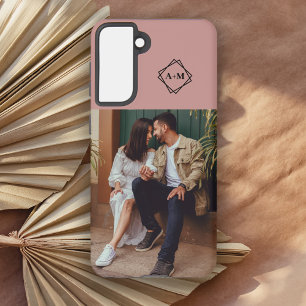 Monogram Add Your Own Photo Blush Colour Block  Samsung Galaxy Case
