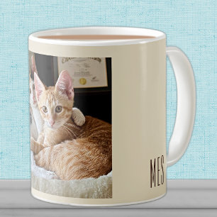 Monogram Add Your Own Photo Cute Pets 11oz or 15oz Coffee Mug