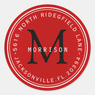 Monogram Address Label in Dark Red