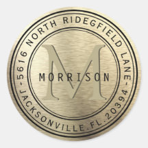 Monogram Address Label in Gold Metal