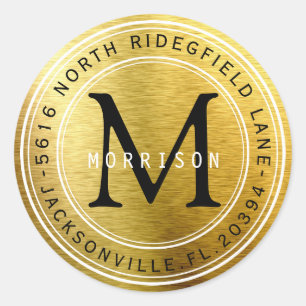 Monogram Address Label in Gold Metallic