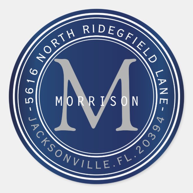 Monogram Address Label in Navy Blue 2 (Front)