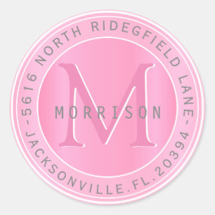 Monogram Address Label in Pink