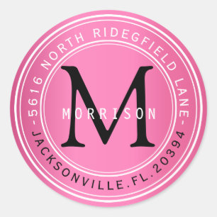 Monogram Address Label in Pink 2