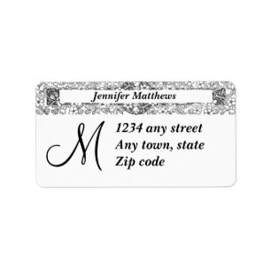Monogram Address Labels Black and White