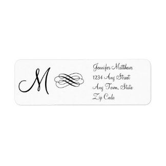 Monogram Address Labels Black and White