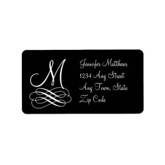Monogram Address Labels Black and White
