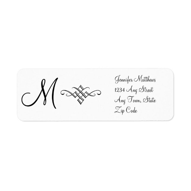 Monogram Address Labels Black and White (Front)