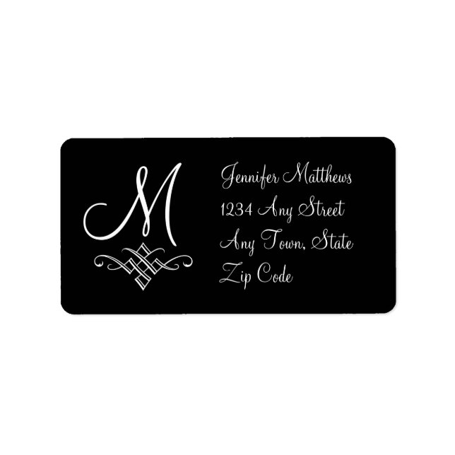 Monogram Address Labels Black and White (Front)