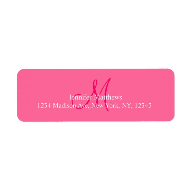 Monogram Address Labels Pink (Front)