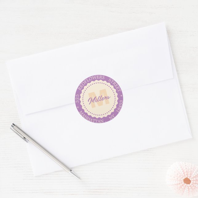 Monogram address sticker with custom name (Envelope)