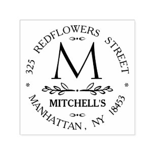 Monogram Address Wedding Stamp
