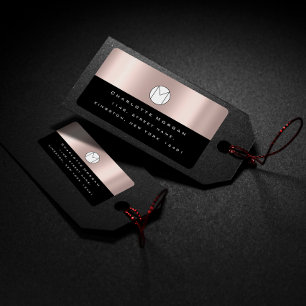 Monogram Adress Name Minimal Rose Black RSVP Label
