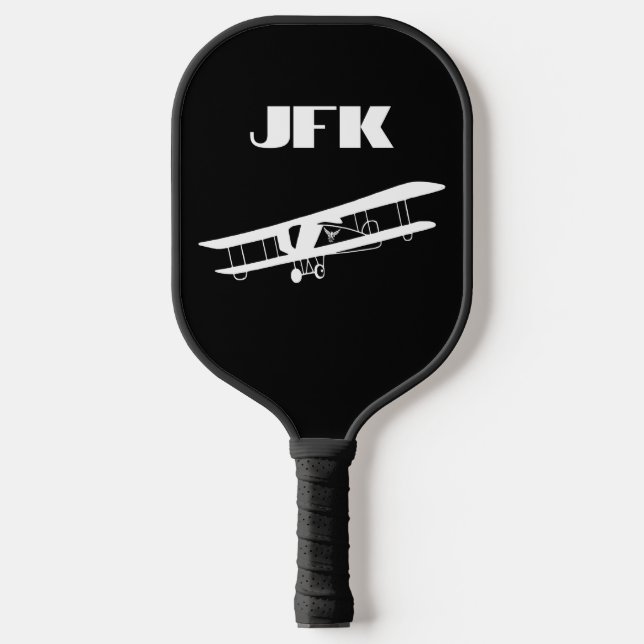 Monogram aeroplane flying, Aviation, minimalist Pickleball Paddle (Front)