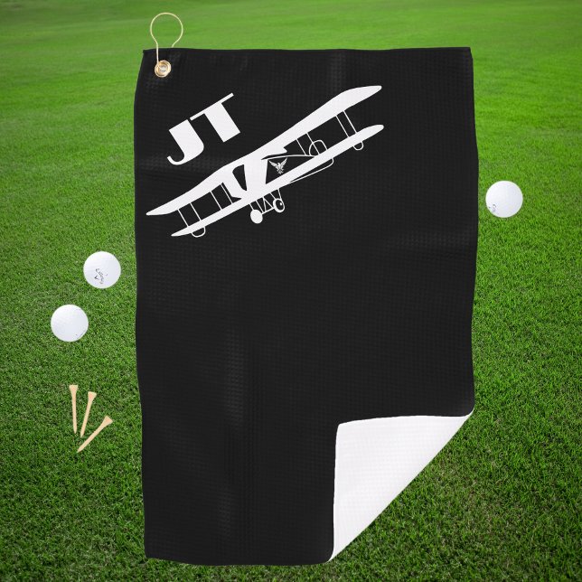 Monogram & Aeroplane, Simple, Cool Aviation Golf Towel (Creator Uploaded)
