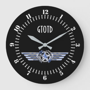 Monogram Air Pilot Chrome Like Star Wings on a Large Clock