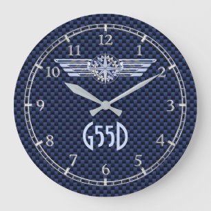 Monogram Air Pilot Silver Wings Compass Blue on a Large Clock