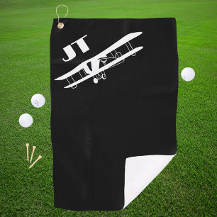 Monogram & Airplane, Simple, Cool Aviation Golf Towel