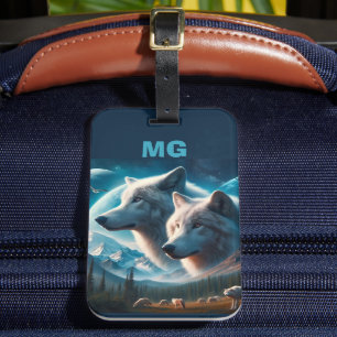 Monogram Alaskan Wolves  Luggage Tag