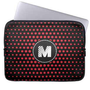 Monogram Alizarin crimson Techno Dots Modern Laptop Sleeve