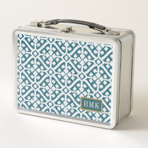 Monogram   Amadora Blue Pattern Metal Lunch Box