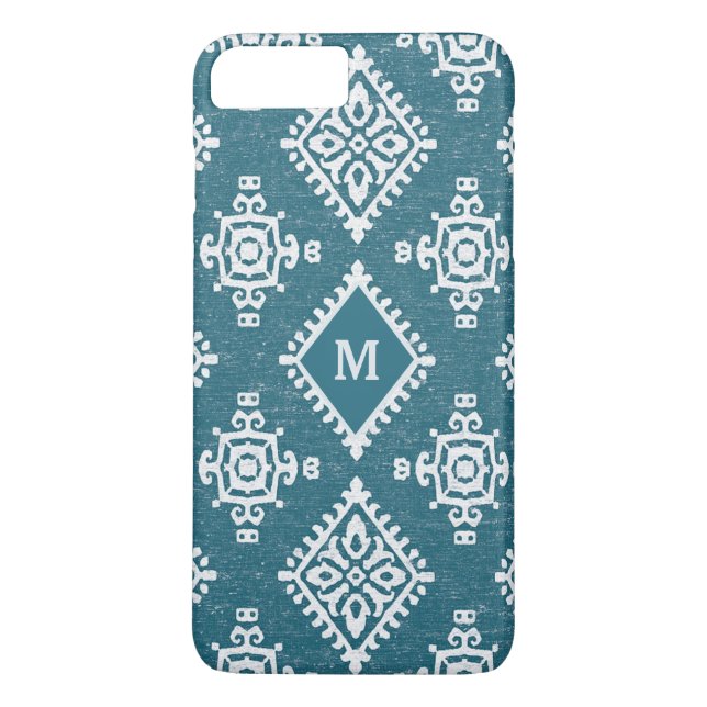 Monogram | Amadora Teal Blue Pattern Case-Mate iPhone Case (Back)