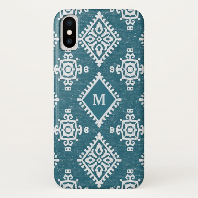 Monogram | Amadora Teal Blue Pattern Case-Mate iPhone Case (Back)