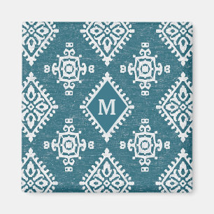 Monogram   Amadora Teal Blue Pattern Magnet